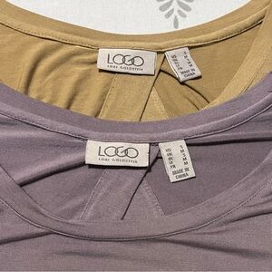 Bundle of 2 Open Back Lace Boho LOGO by Lori Goldstein Long Sleeve Blouses Sz S